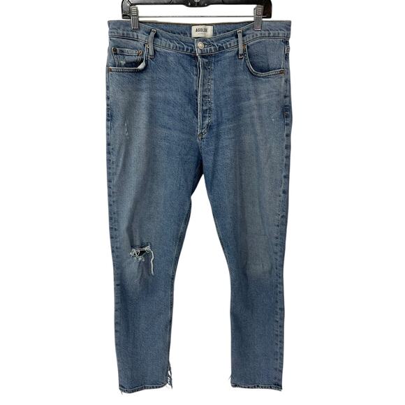 AGOLDE Distressed Straight Leg 5 Button Fly Organic Blend Jeans SZ 30 - Picture 1 of 14